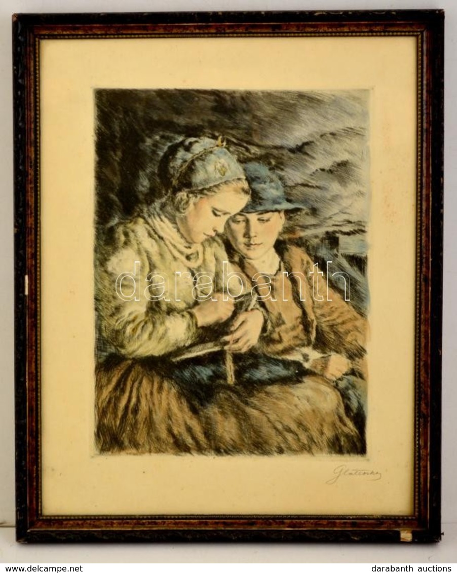 Glatz Oszkár(1872-1958)-Prihoda István (1891-1956): Betűvetés, Színezett Rézkarc, Papír, Jelzett, 34,5×25,5 Cm - Altri & Non Classificati