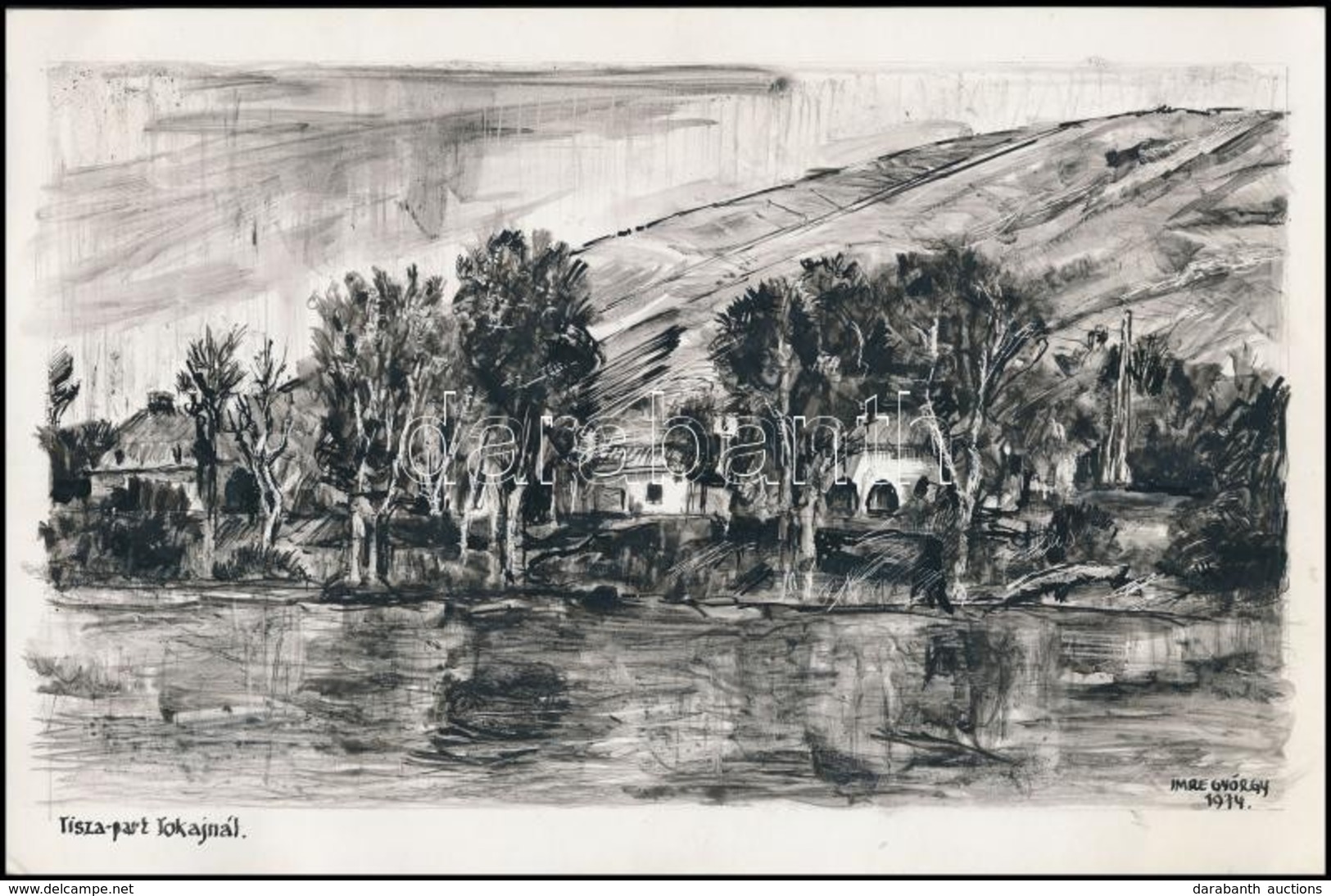 Imre György (?-?): Tisza-part Tokajnál. Vegyes Technika, Papír, Jelzett, 19,5×29,5 Cm - Otros & Sin Clasificación