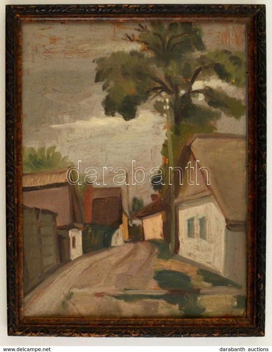 Szolnoki Sándor (?-?): Utcarészlet. Olaj, Karton, Fa Keretben, 31×24 Cm - Otros & Sin Clasificación