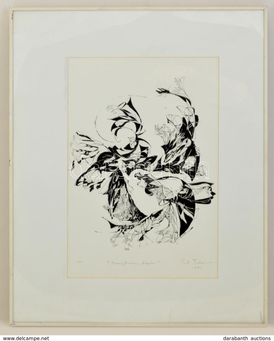 Paul Takacs (1932-2000): Dance. Szitanyomat, Papír, Jelzet, üvegezett Keretben, 48×32 Cm - Altri & Non Classificati