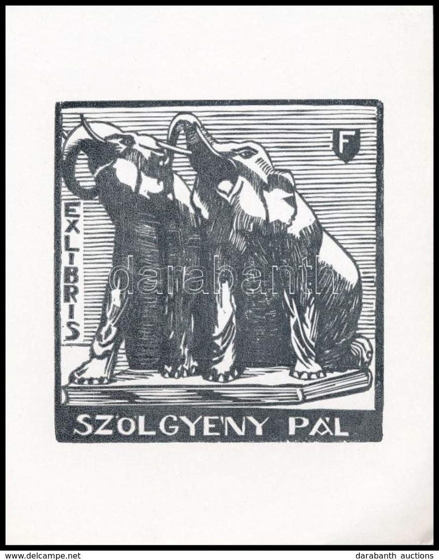 Farkas Dezső (?-?): Ex Libris Szölgyény Pál. Fametszet, Papír, Jelzett A Dúcon, 8×7,5 Cm - Otros & Sin Clasificación