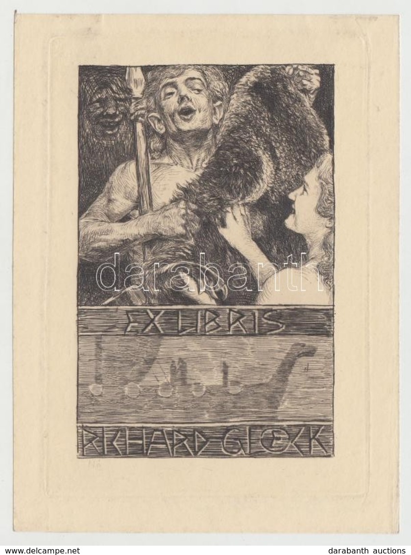 Bruno Héroux (1868-1944): Ex Libris Richard Gloeck. Rézkarc, Papír, Jelzett A Karcon, 11×7,5 Cm
5 - Altri & Non Classificati