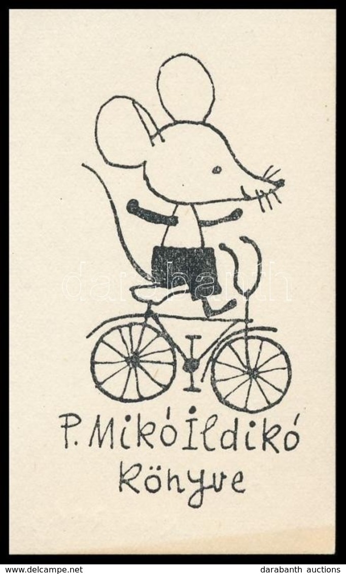 Reich Károly (1922-1988): Ex Libris P Mikó Ildikó. Klisé, Papír, Jelzés Nélkül, 7,5×4,5 Cm - Otros & Sin Clasificación