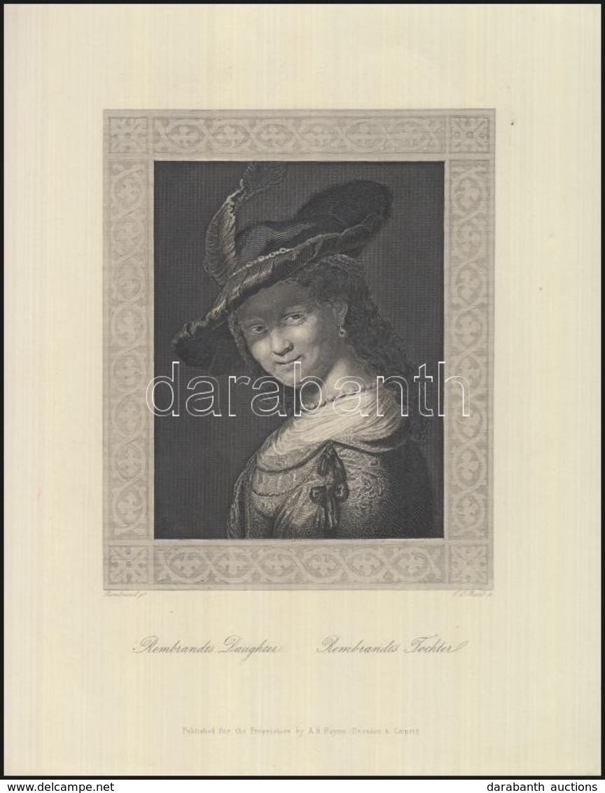 Cca 1900 Rembrandt's Daughter, Acélmetszet, A. H. Payne, Drezda/Lipcse, 25,5×20 Cm - Estampas & Grabados