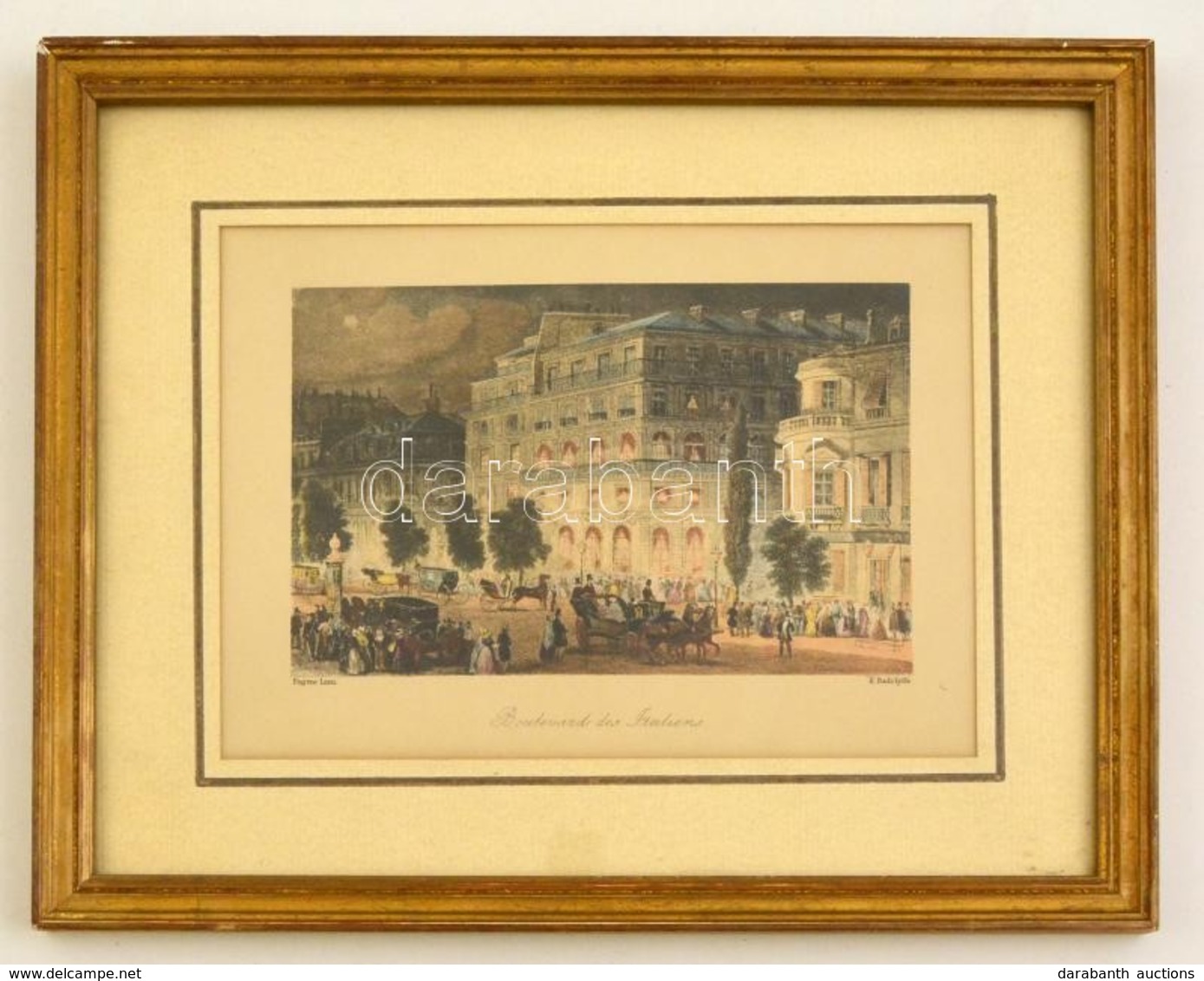 1843 Eugene Lami - J.C. Varrall: 'Boulevard Des Italiens', Színezett Acélmetszet, üvegezett Keretben, 14×19 Cm - Estampes & Gravures