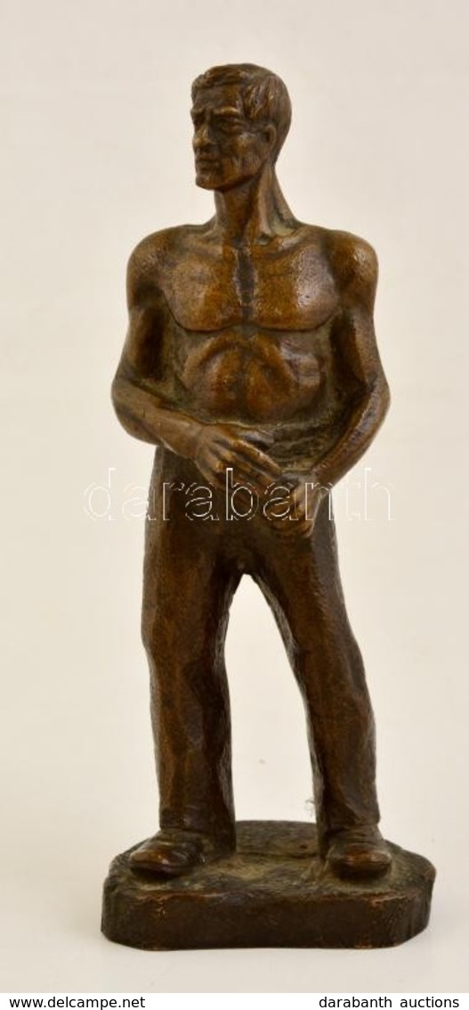 Munkás, Bronz Szobor, Jelzés Nélkül, M: 28,5 Cm - Sonstige & Ohne Zuordnung