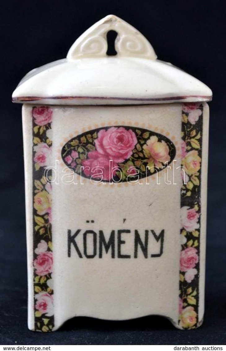 'Kömény' Fajansz Fűszertartó, Virágmintával,  Sérülésekkel, 10×60×4 Cm - Sonstige & Ohne Zuordnung