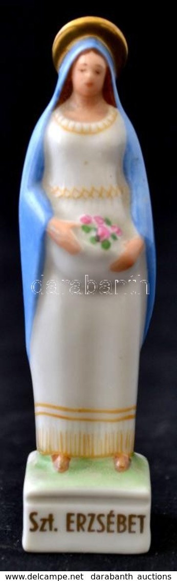 Zsolnay Porcelán Szent Erzsébet Figura, Kézzel Festett, Jelzett, Hibátlan, M: 10 Cm - Sonstige & Ohne Zuordnung