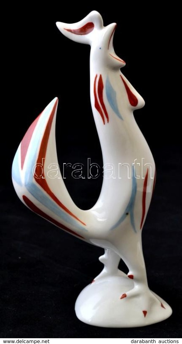 Hollóházi Porcelán Kakas, Kézzel Festett, Jelzett, Hibátlan, H: 14,5 Cm - Altri & Non Classificati