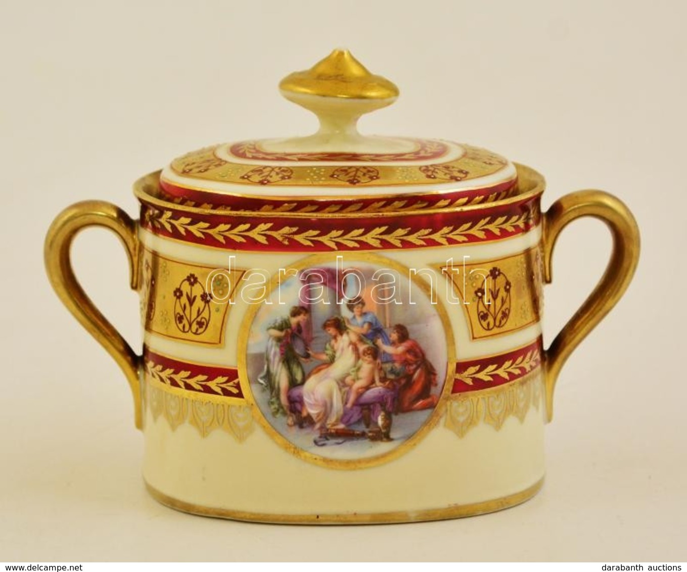 M&Z Austria, Alt Wien és Baruch - Temesvár Jelzéssel Ellátott Porcelán Cukordoboz. Részben Kézzel Festett, Hibátlan. 17x - Otros & Sin Clasificación