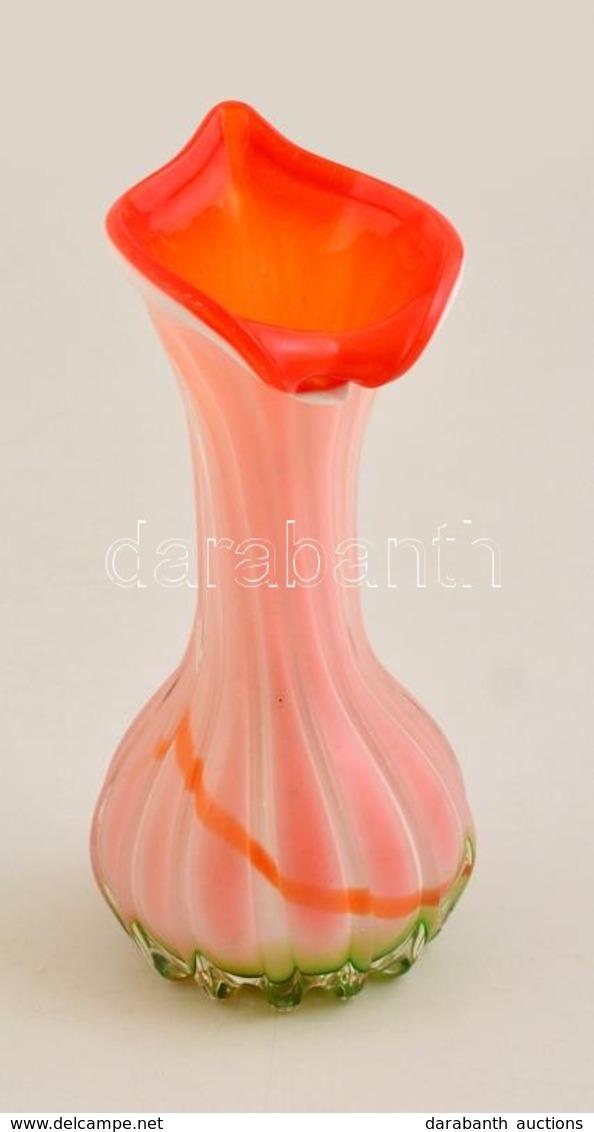 Dekoratív Fújt Váza, Több Rétegű, Jelzés Nélkül, Hibátlan, M: 18,5 Cm - Vetro & Cristallo