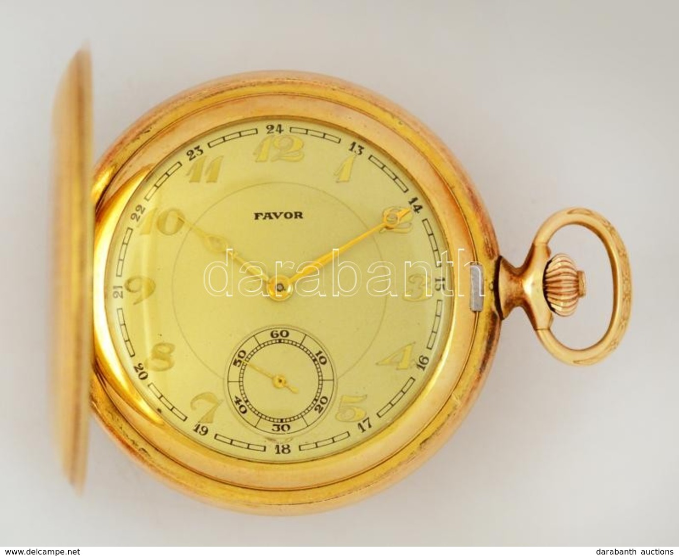 Favor Mechanikus Aranyozott Fém Zsebóra. Másodpercmutatóval, Szép Számlappal, Működő Jó állapotban / Pocket Watch D:5,2  - Altri & Non Classificati