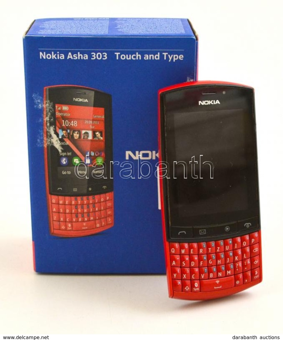 Nokia Asha 303 Nyomógombos Telefon, Tartozékokkal (fülhallgató, Töltő, Használati útmutató), Eredeti Dobozában, Működik, - Otros & Sin Clasificación