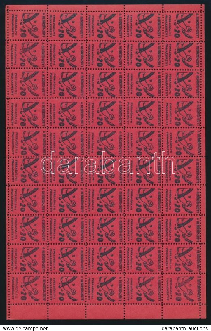 ** Kb 1930 Vörös Segély Adománybélyeg 50-es Teljes ív / Red Aid Charity Stamp, Complete Sheet Of 50 - Sin Clasificación