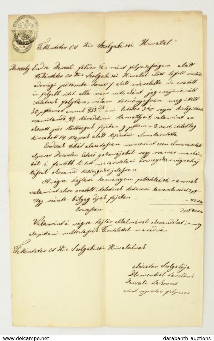 1857 Végrehajtási Kérelem, Magyar Nyelven, 15 Kr Okmánybélyeggel - Ohne Zuordnung