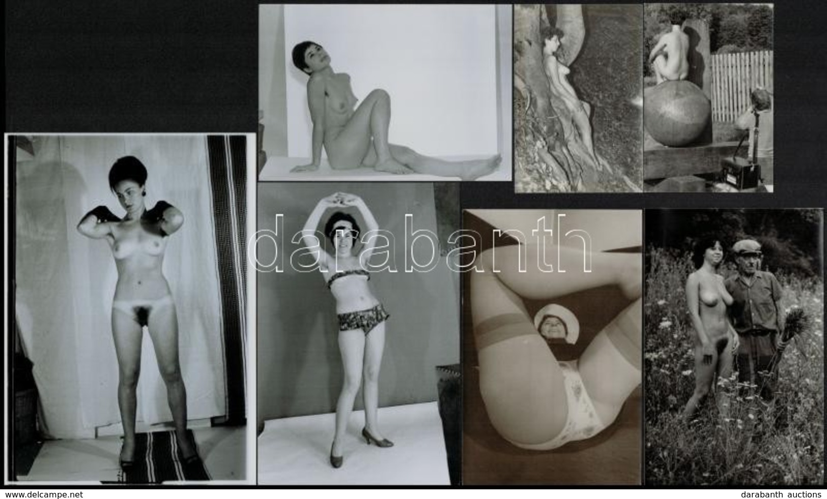 Cca 1968 és 1988 Között Készült, Szolidan Erotikus Felvételek, 10 Db Vintage és/vagy Mai Nagyítás + 6 Db Vintage Negatív - Altri & Non Classificati