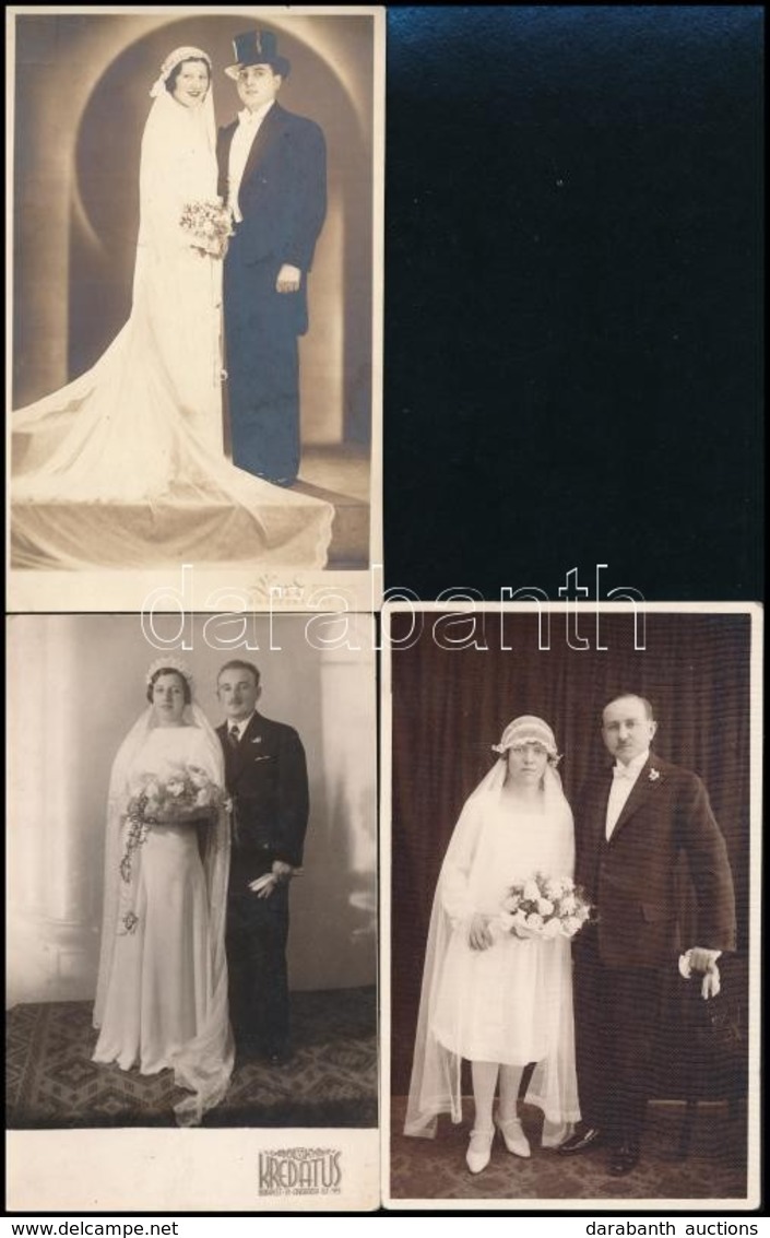 Cca 1920-1940 Esküvői Fotók, 5 Db Fotólap, 14×9 Cm - Sonstige & Ohne Zuordnung