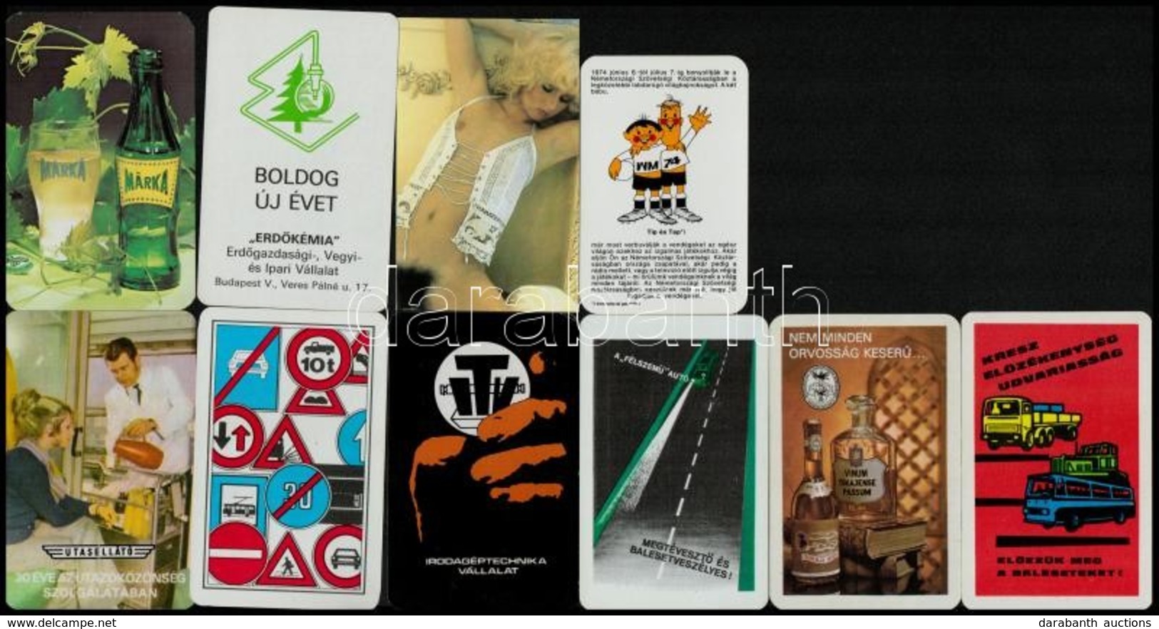 1973-1991 17 Db Vegyes Kártyanaptár, Közte Erotikus Is - Publicidad