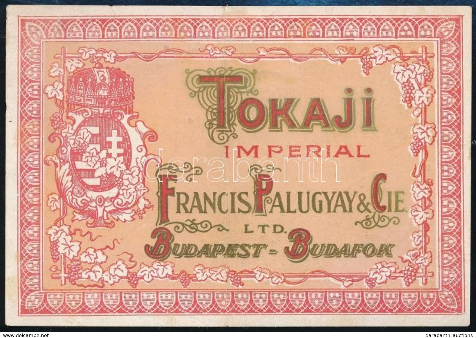 Tokaji Imperial Francis Palugyay & Cie. Budapest-Budafok Pezsgőcímke - Pubblicitari