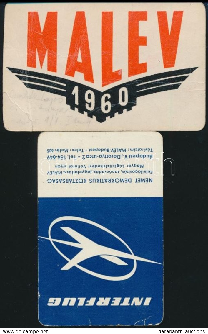 1960-1961 Malév és Interflug Reklámos Kártyanaptár, Kis Sérüléssel - Pubblicitari