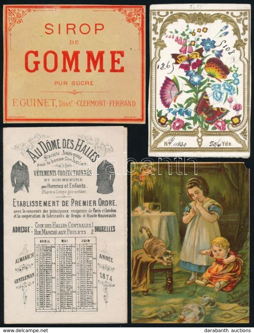 Ca 1880-1900 7 Db Litografált élelmiszer és Egyéb Reklám Kártya Jó állapotban / 7 Litho Labels - Pubblicitari