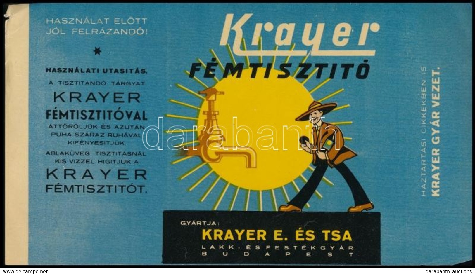 Krayer Fémtisztító - Krayer E. és Társa Címke - Publicidad