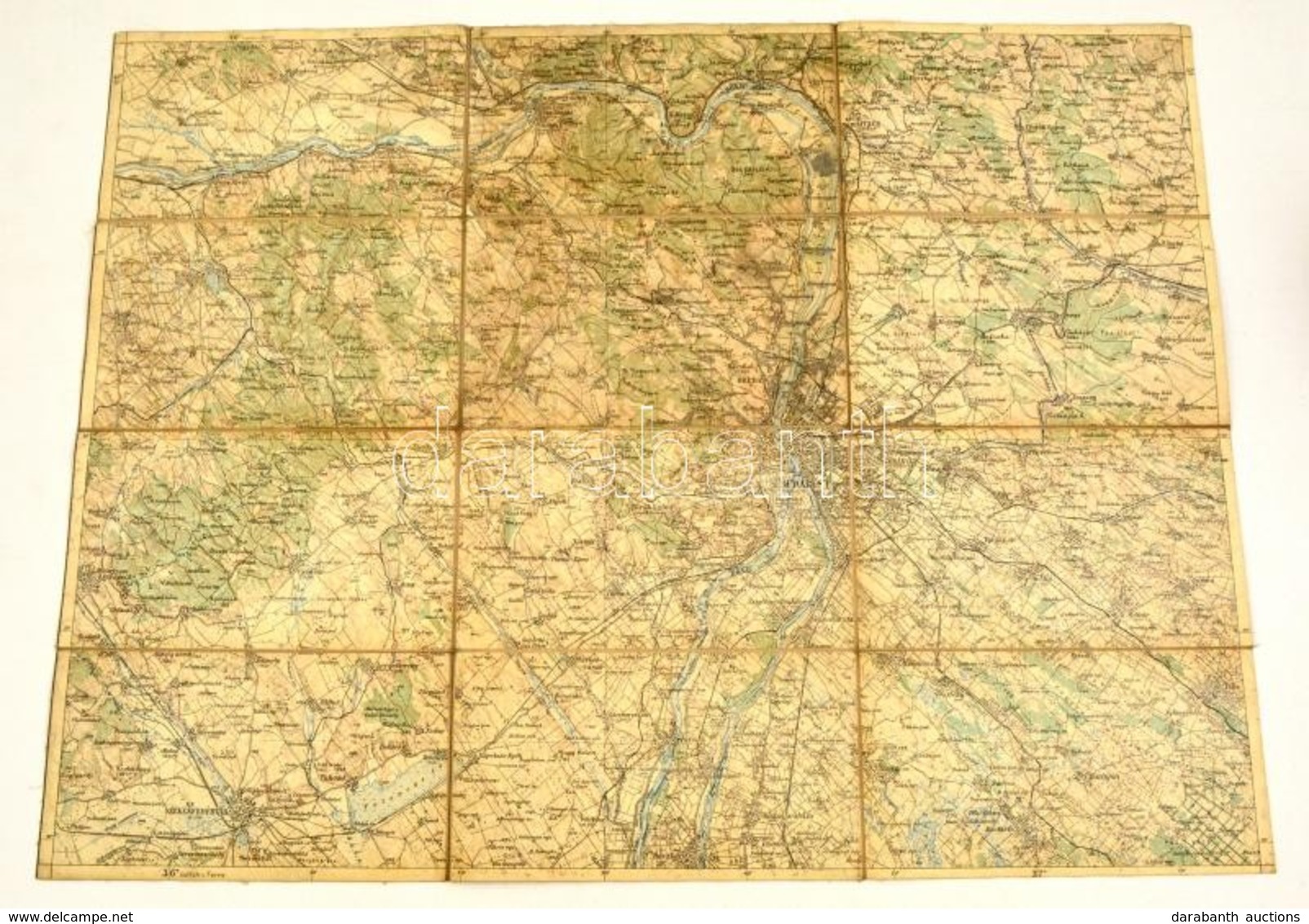 Cca 1910 Budapest és Tétény Környékének Katonai Térképe. Vászonra Vonva 54x41 Cm - Otros & Sin Clasificación