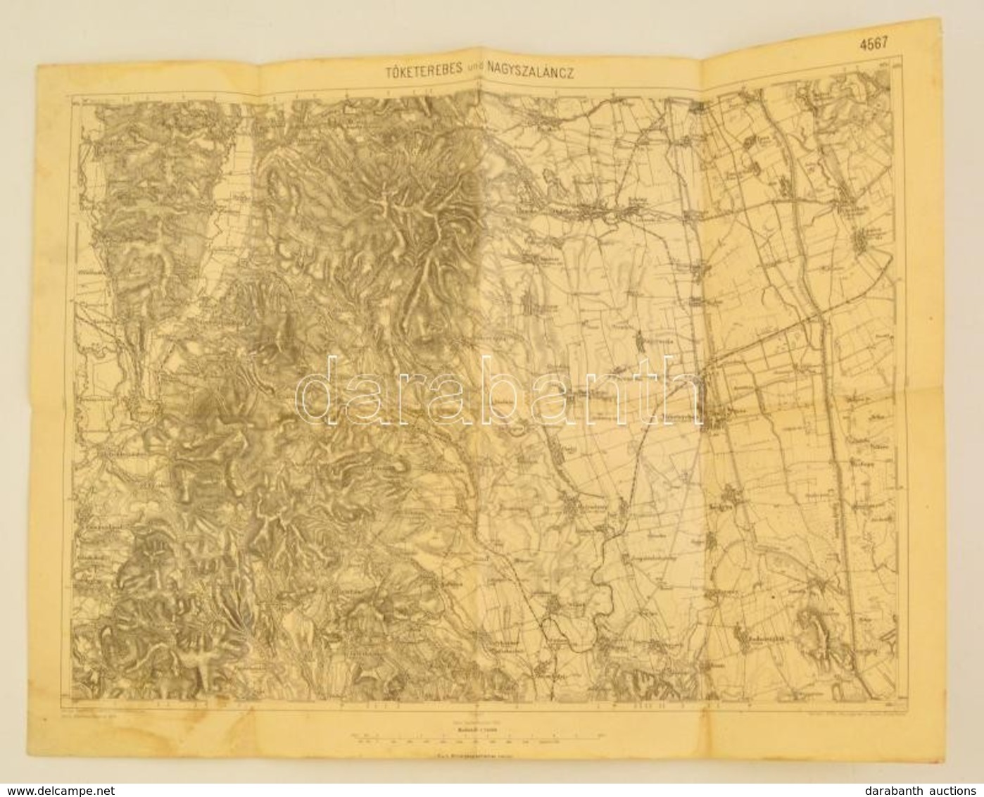 1910 Tőketerebes és Nagyszalánc Katonai Térképe, Kiadja A K. U. K. Militägeographisches Institut, 54×43 Cm - Altri & Non Classificati