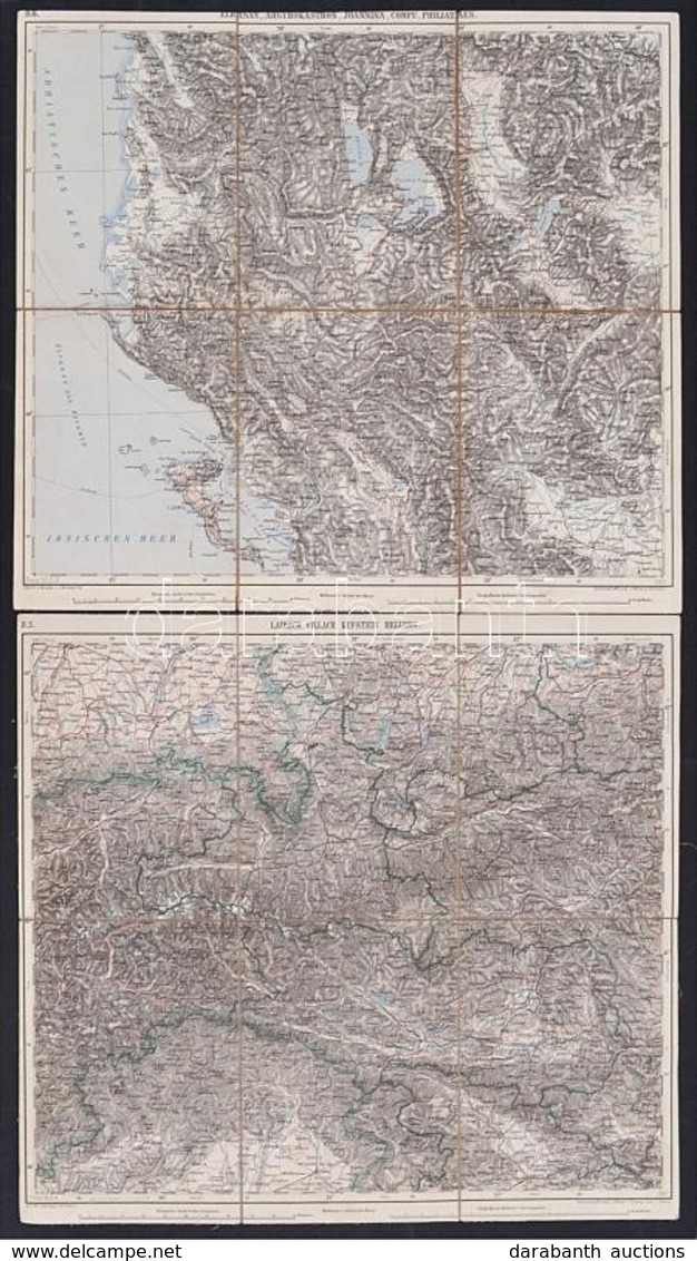 Cca 1890 2 érdekes Térkép: Laibach. Villach, Valamint Korfu és A Balkán Félsziget Vászon Téképe. Szép állapotban. / Map  - Altri & Non Classificati