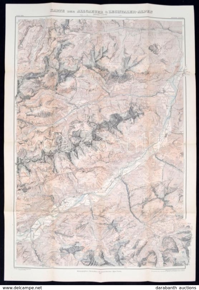 1911 Az Allgauer és A Lechtaler Alpok Térképe / 1911 Large Map Of The Allgauer And The Lechtaler Alps 90x70 Cm - Otros & Sin Clasificación