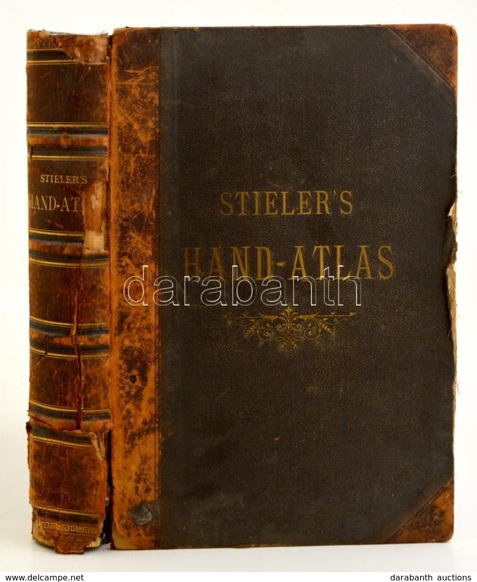 Stieler's Handatlas über Alle Theile Der Erde Un über Das Weltgebäude. Gotha, 1881, Justus Perthes. Sérült Félbőr Kötésb - Sonstige & Ohne Zuordnung