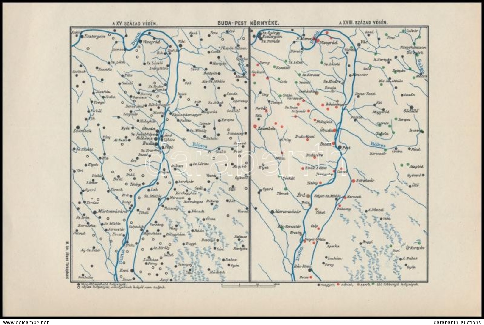 Cca 1920 Buda-Pest Környéke A XV. és A XVIII. Század Végén, Kiadja A M. Kir. Állami Térképészet, 15,5x23 Cm - Altri & Non Classificati