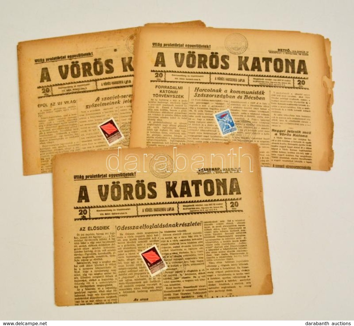 1919 A Vörös Katona, A Vörös Hadsereg Lapja I. évfolyamának 3 Db Száma - Ohne Zuordnung