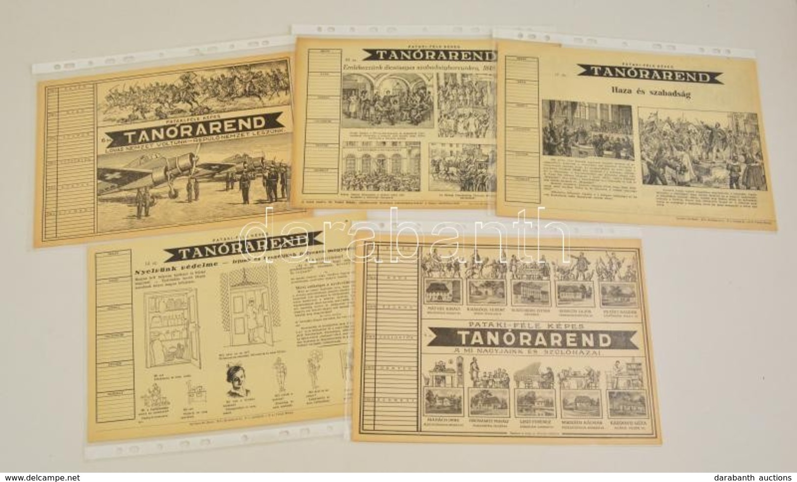 Cca 1930 Használatlan Pataki-féle Képes Tanórarend, Hazafias Szövegekkel és ábrákkal, 5 Db - Sin Clasificación