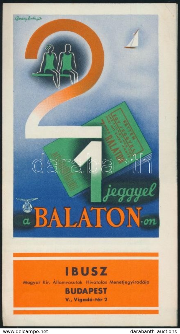 Cca 1930 2 Egy Jeggyel A Balatonon, IBUSZ Prospektus - Sin Clasificación