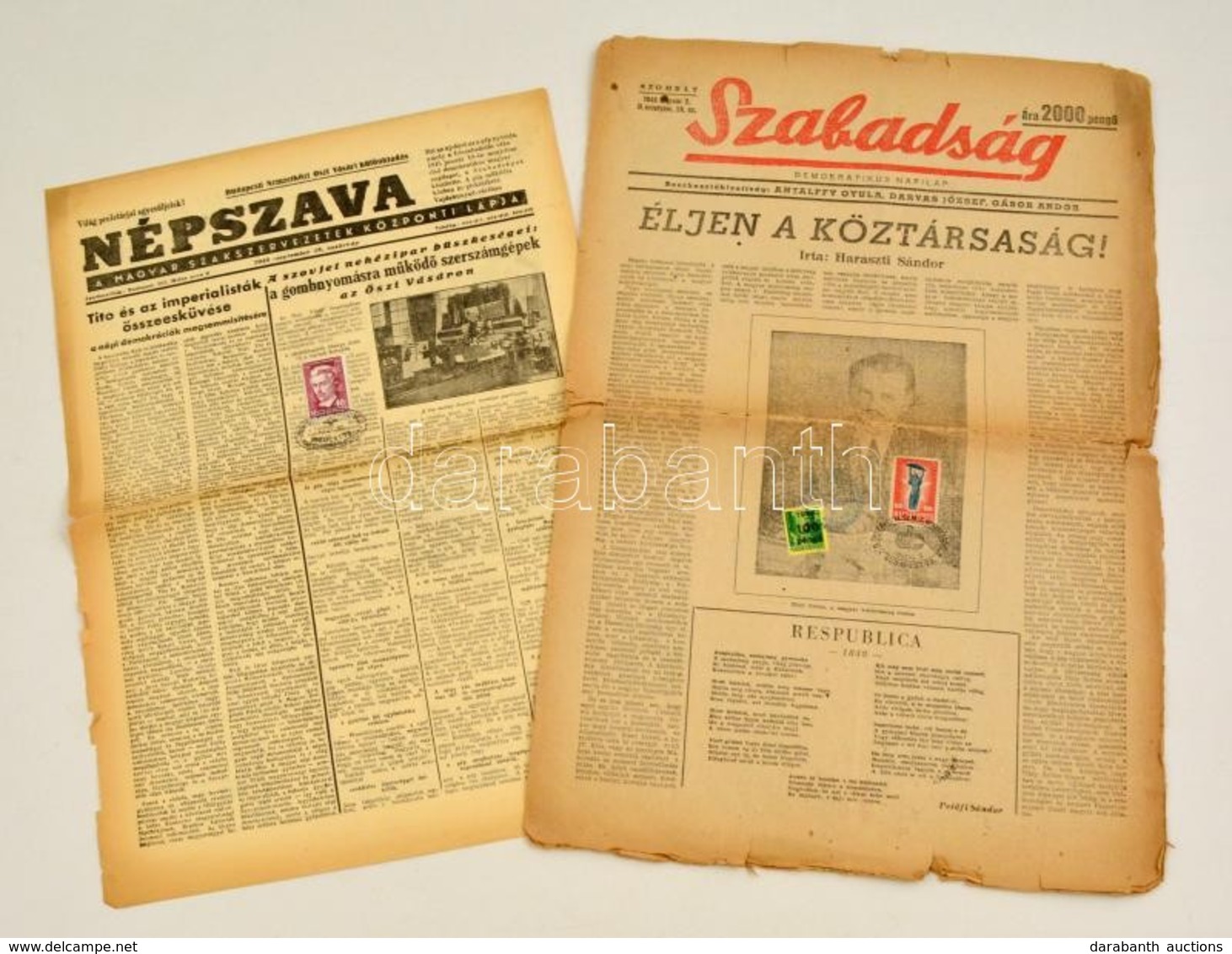 1946, 1949 Népszava és A Szabadság Című újságok 1-1 Száma - Sin Clasificación