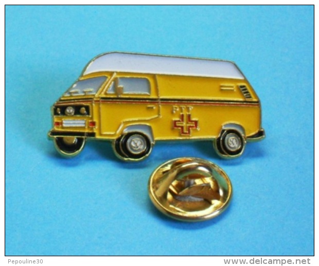 1 PIN'S //   ** CAMIONNETTE / VOLKSWAGEN COMBI T3 / LA POSTE SUISSE ** . (Wespo) - Volkswagen