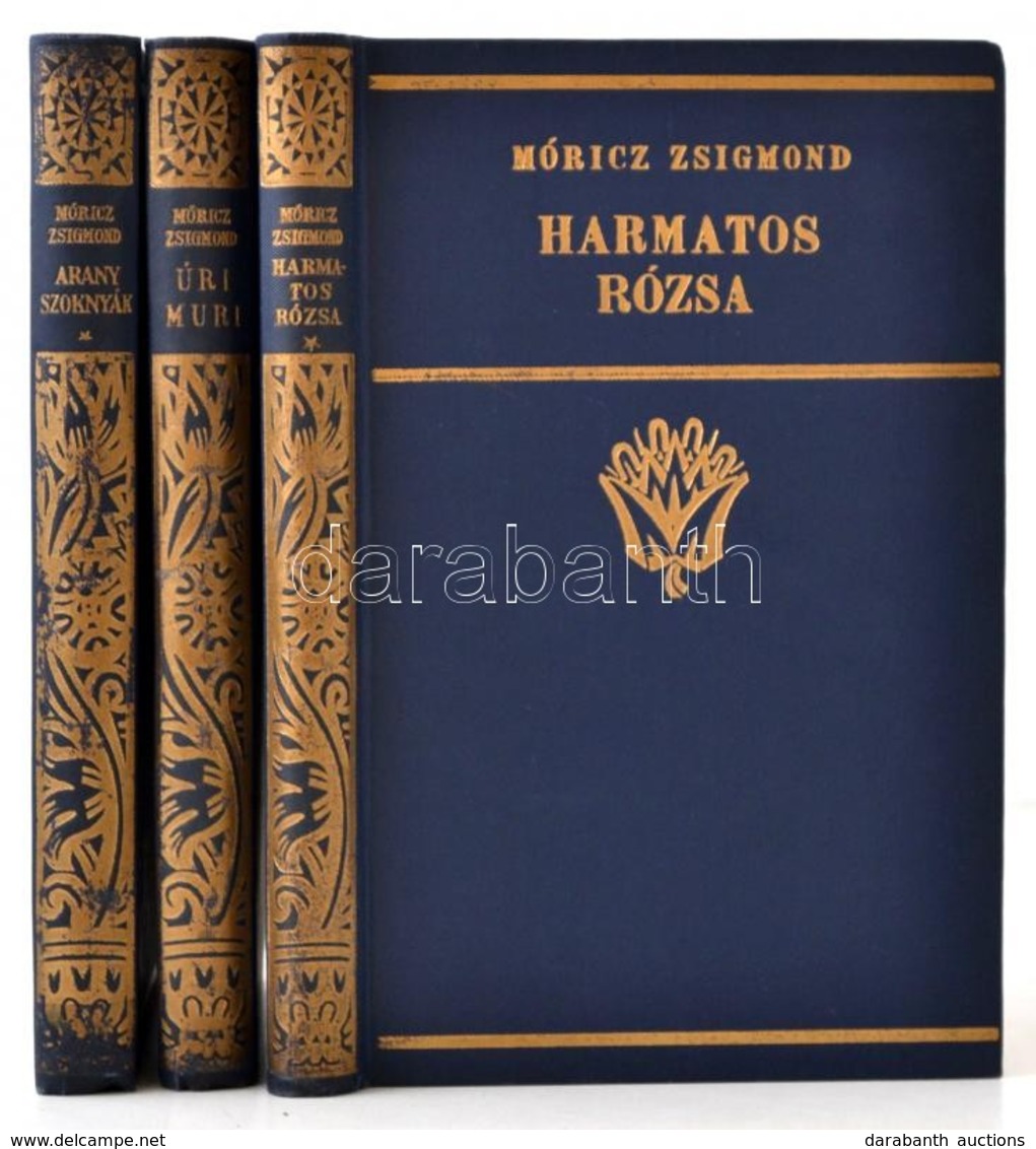 Móricz Zsigmond 3 Műve: 
Úri Muri, Harmatos Rózsa, Arany Szoknyák.
Bp.,é.n., Athenaeum. Kiadói Aranyozott Egészvászon-kö - Non Classificati