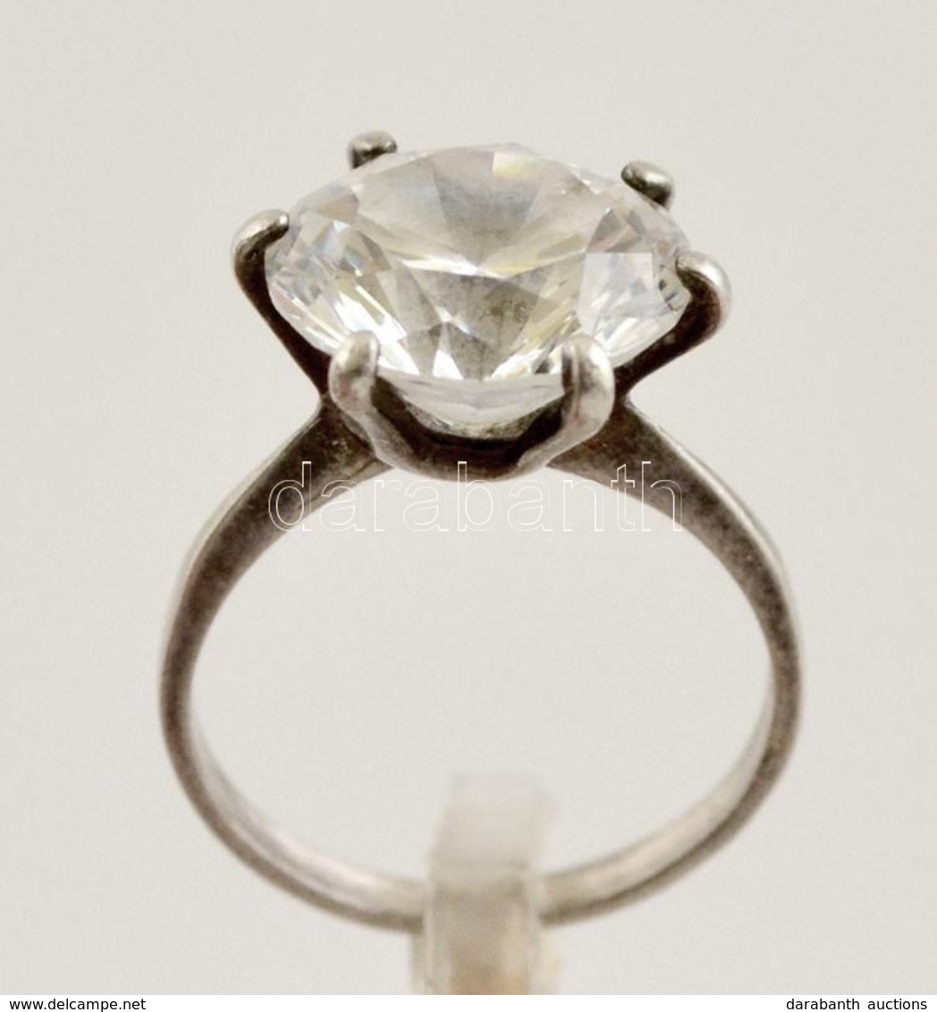 Ezüst(Ag) Gyűrű, Csiszolt Kővel, Jelzett, Méret: 51, Bruttó: 4,2 G - Altri & Non Classificati
