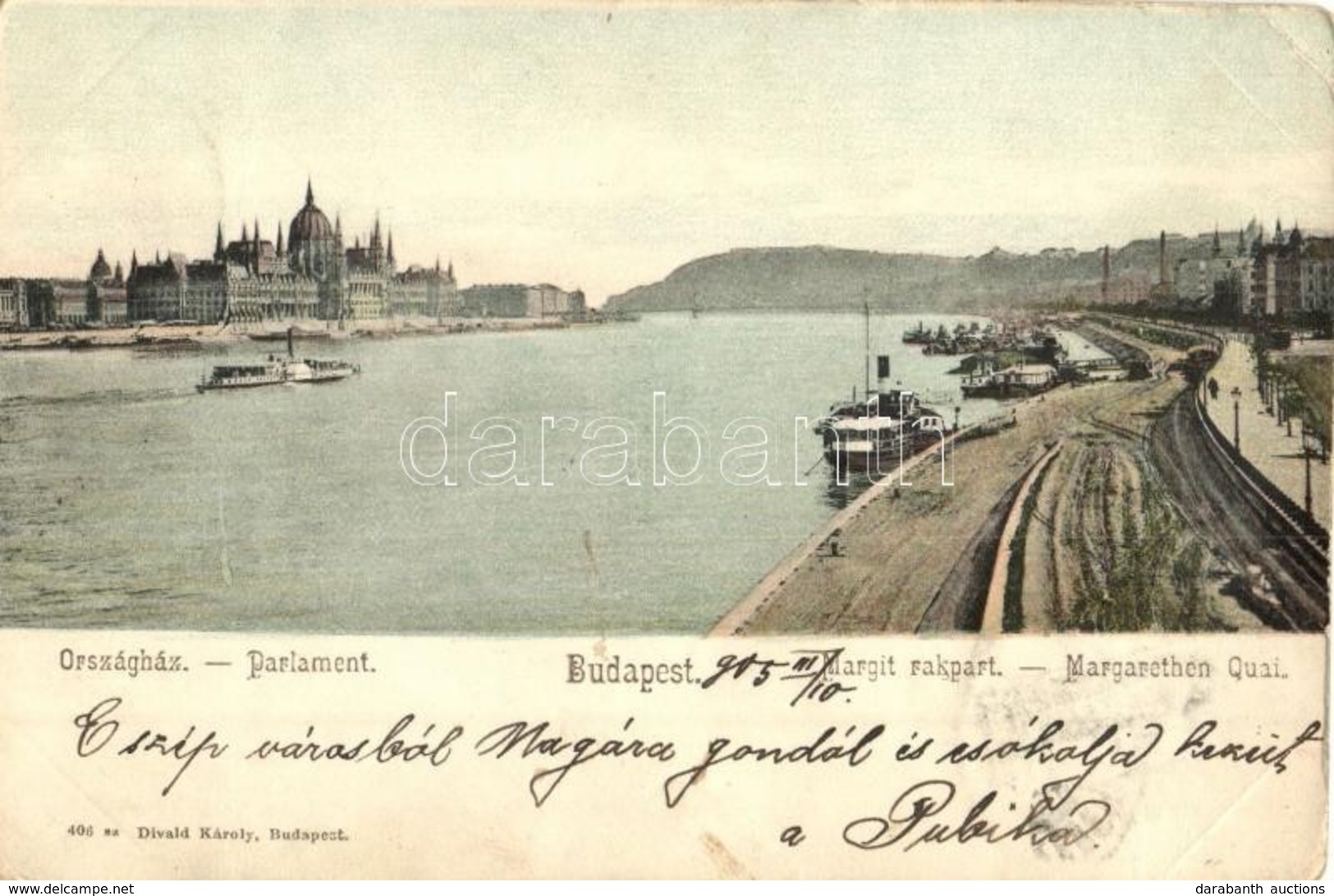 T2/T3 1905 Budapest, Országház, Margit Rakpart. Divald Károly 406. (EK) - Sin Clasificación