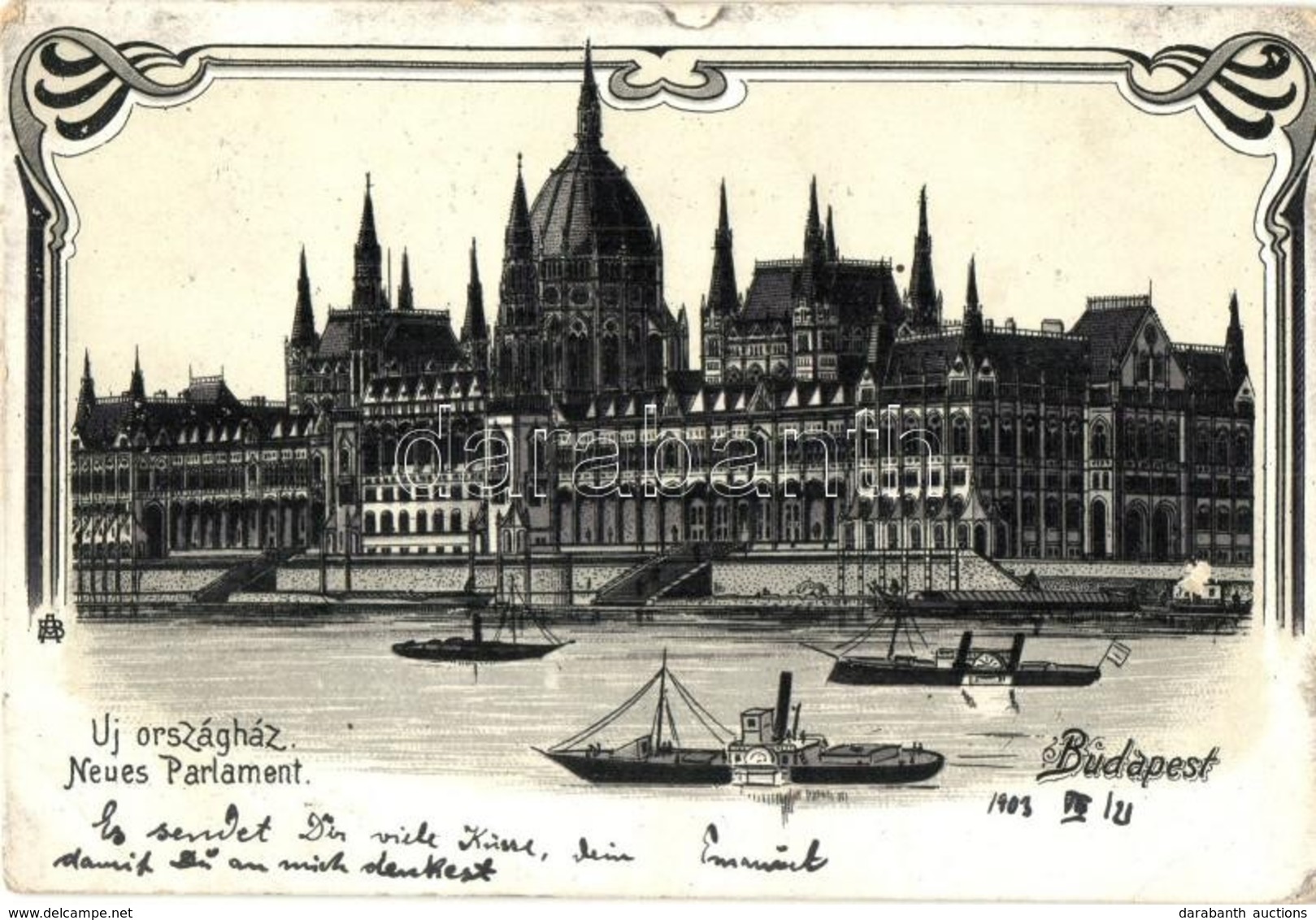 T2/T3 1903 Budapest V. Új Országház, Art Nouveau Litho  (EK) - Non Classificati