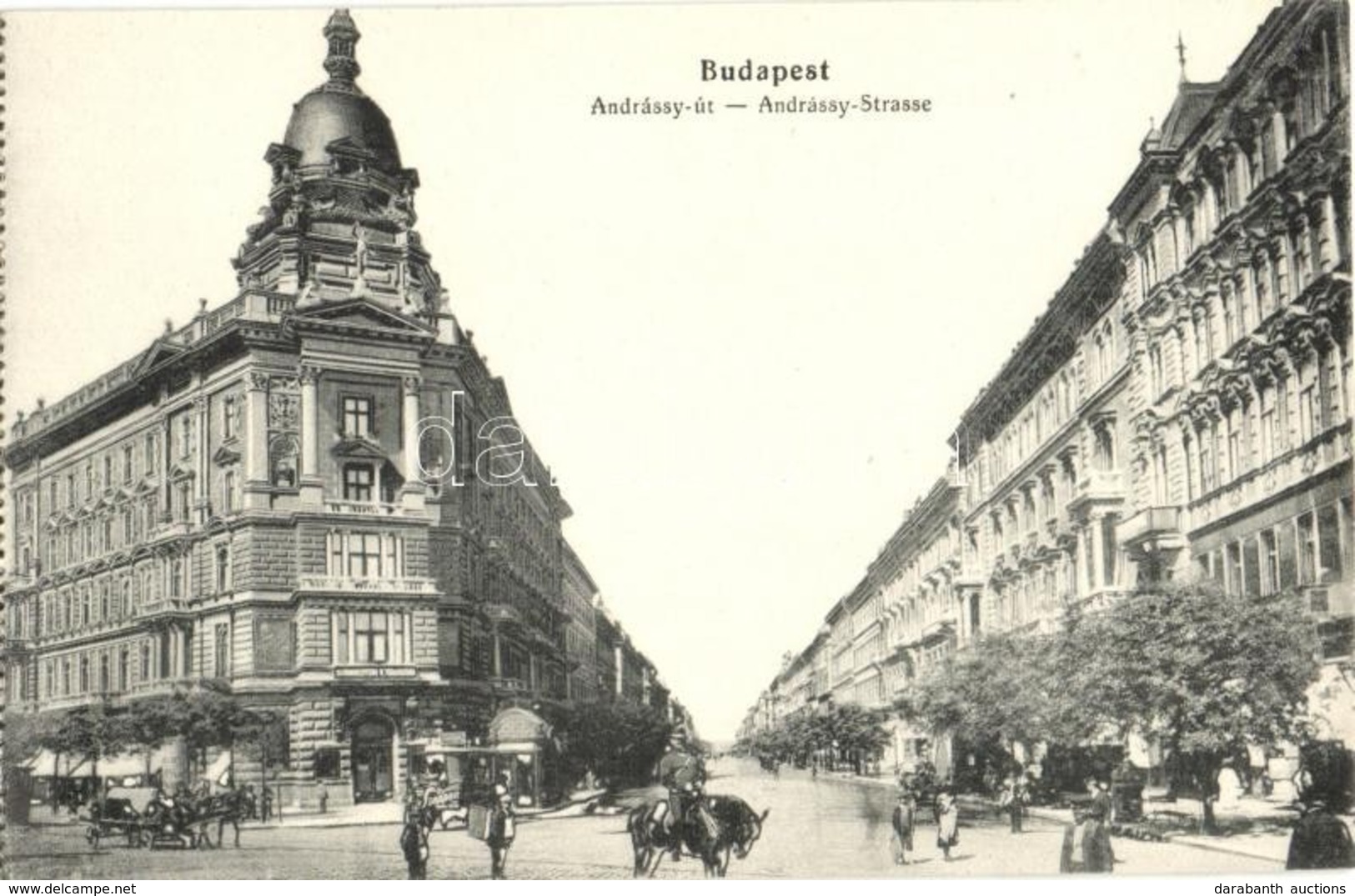 ** T2 Budapest VI. Andrássy út, Schimmelpfeng W. Tudakozó, Lovasrendőr, Szappan Reklám - Képeslapfüzetből - Ohne Zuordnung