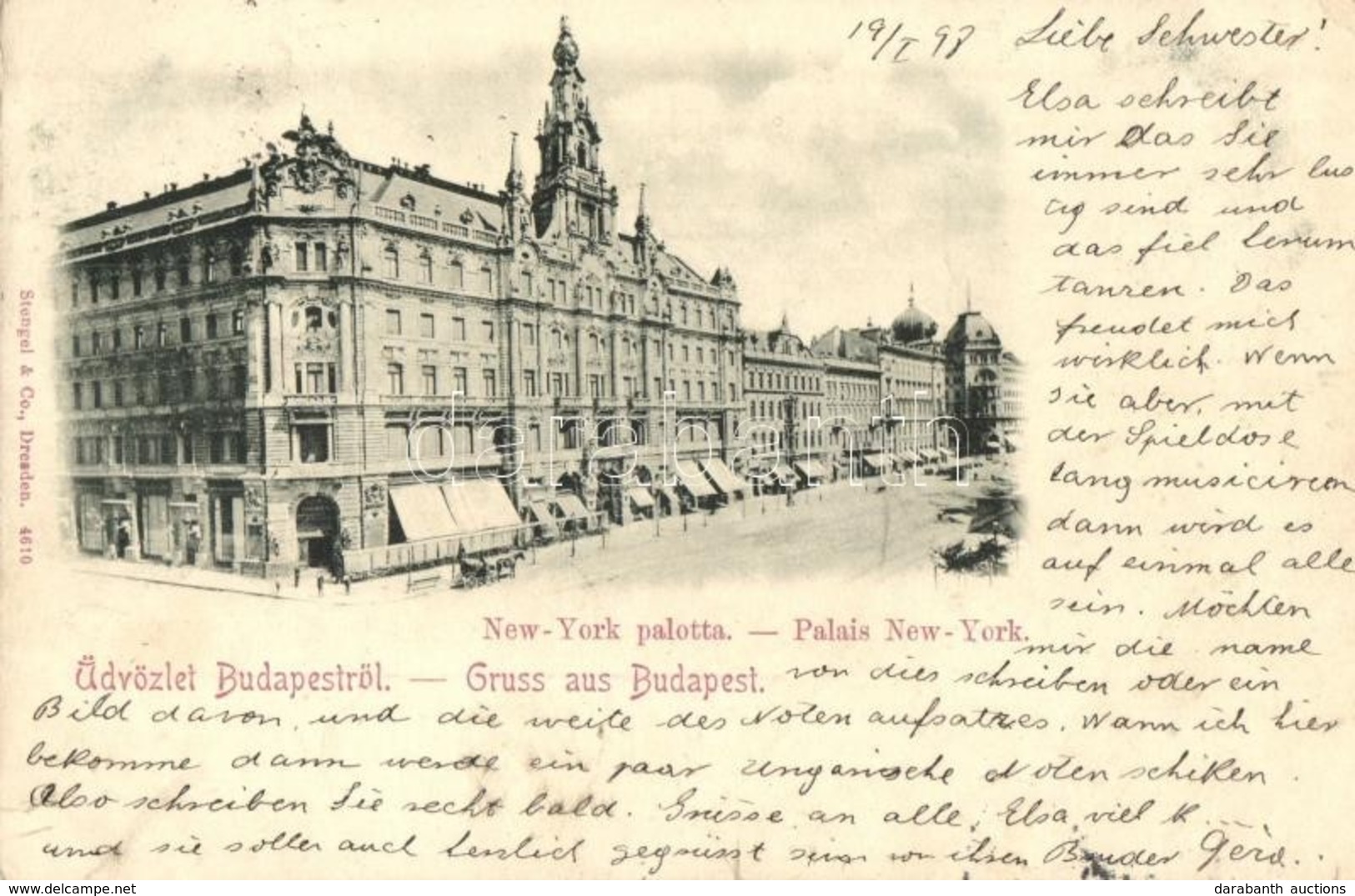 T3 1898 (Vorläufer!) Budapest VII. New York Palota, Kávéház (kis Szakadás / Small Tear) - Non Classificati