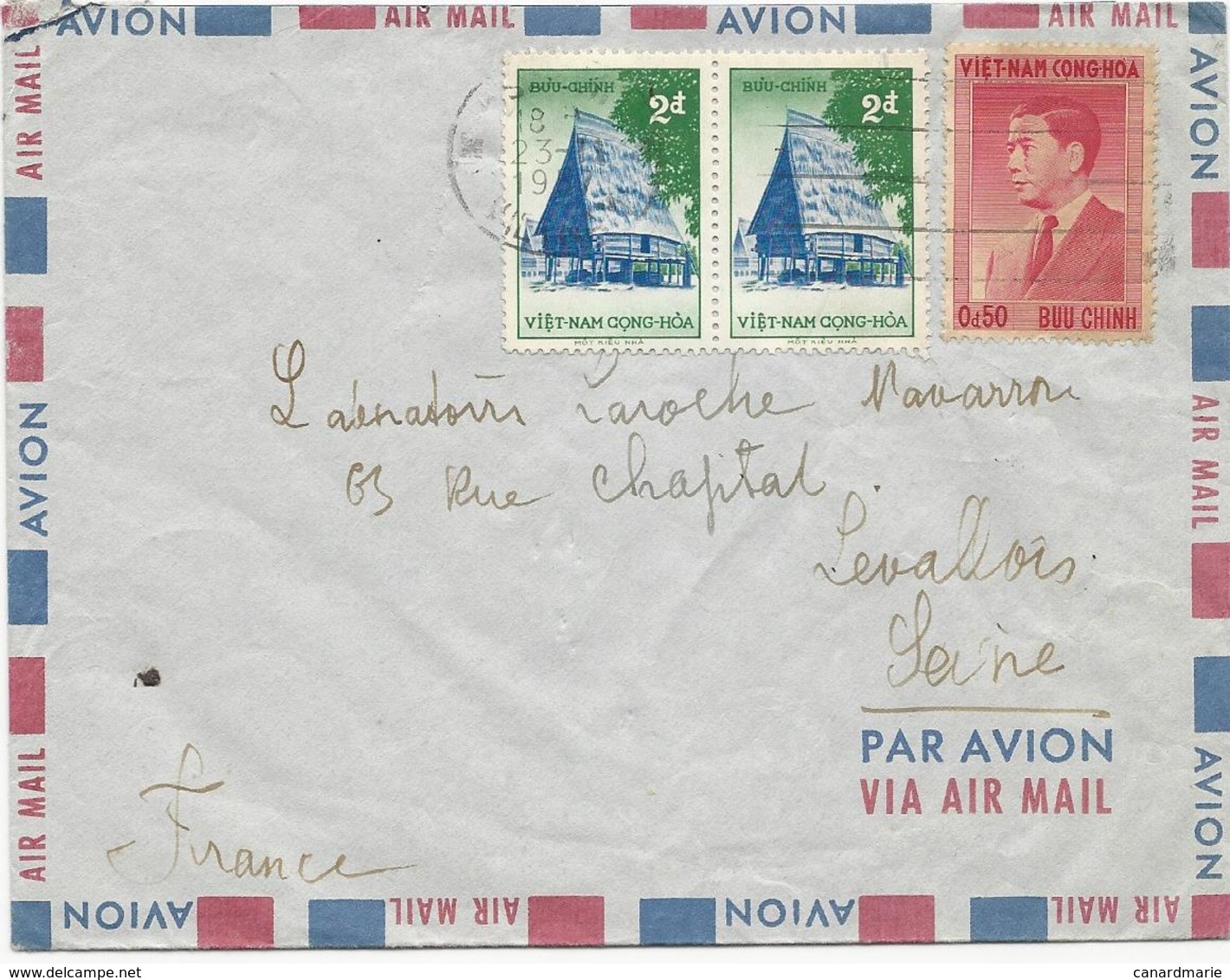 LETTRE PAR AVION POUR LA FRANCE AVEC 3 TIMBRES - Viêt-Nam