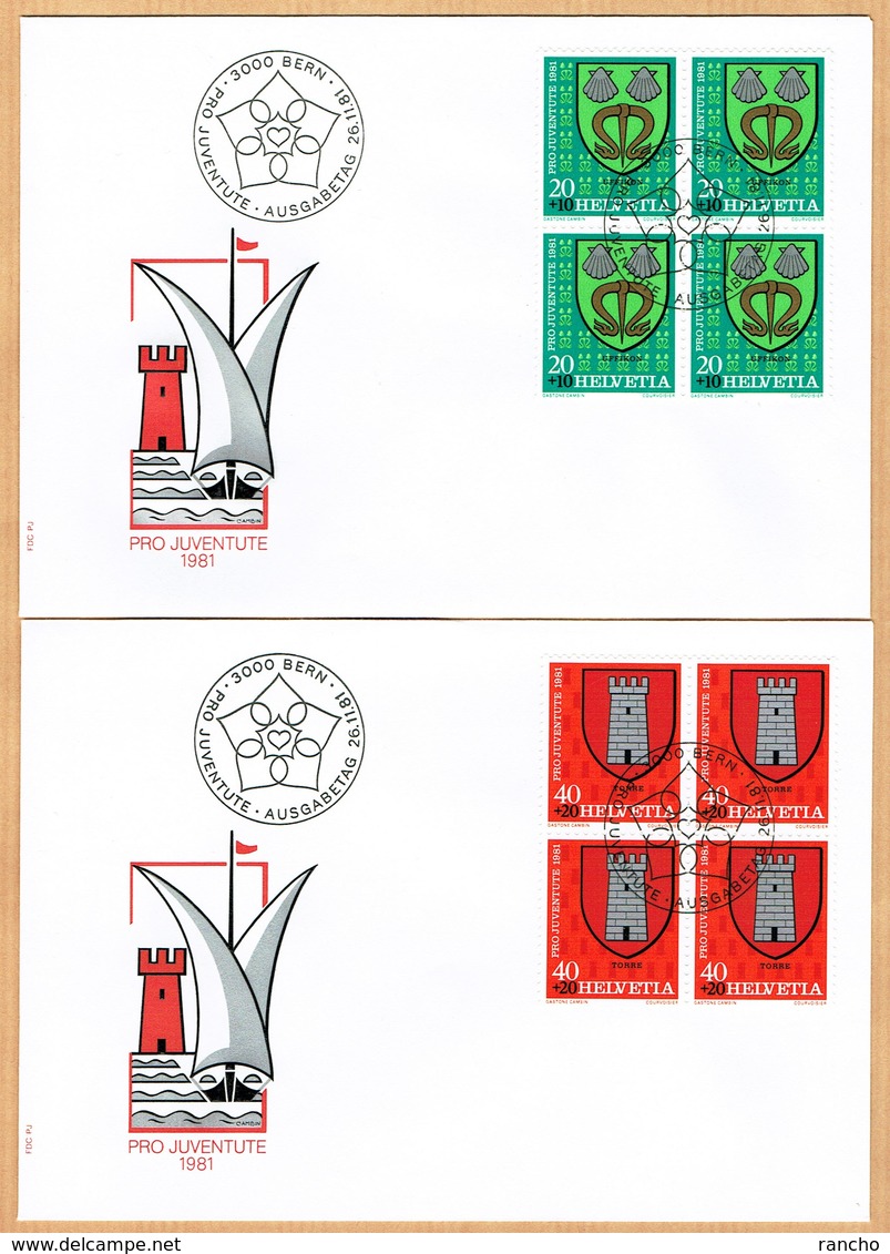 PRO/J. SERIE 4xFDC BLOC DE 4 OBLITERE 1er/J.1981. C/S.B.K Nr:J277/J280. Y&TELLIER Nr:1139/1142. MICHEL Nr:1210/1213. - Lettres & Documents