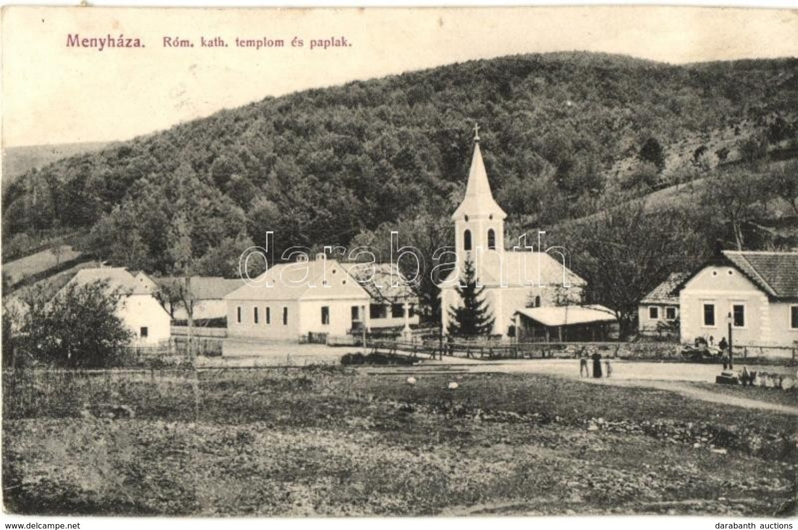 T2 1911 Menyháza, Moneasa; Római Katolikus Templom és Paplak / Church And Rectory - Sin Clasificación