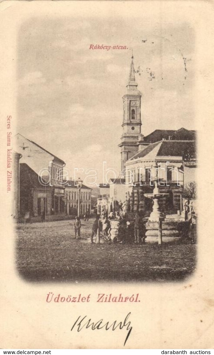 T3 Zilah, Zalau; Rákóczi Utca, Szökőkút, Templom / Street View With Fountain And Church  (EK) - Sin Clasificación