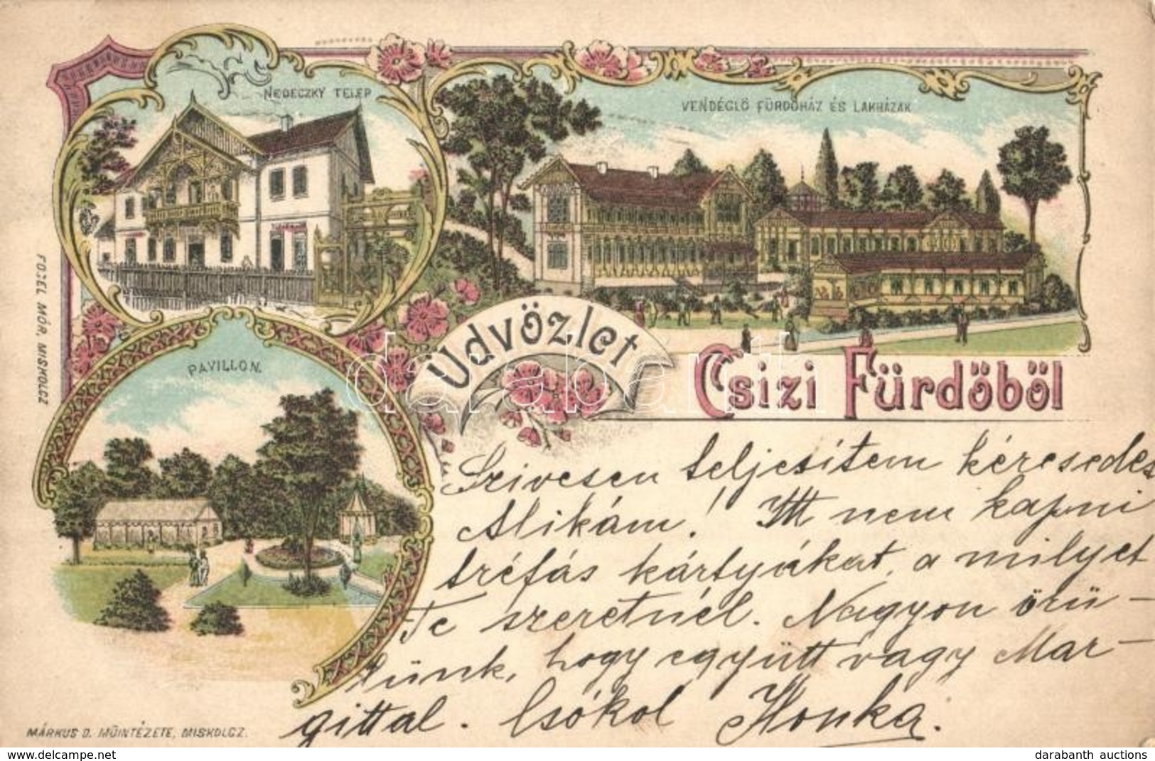 T2/T3 1899 Csízfürdő, Csíz, Kúpele Cíz; Nedeczky Telep, Villa, Vendéglő, étterem, Fürdőház és Lakházak, Pavilon. Márkus  - Non Classificati