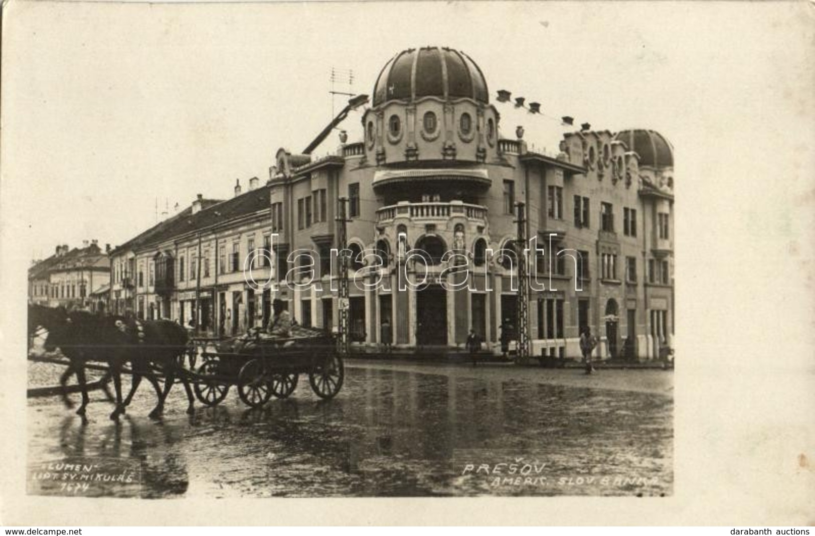 * T2 1928 Eperjes, Presov; Amerikai-Szlovák Bank, Isidor Schönfeld és Adolf Grünfeld üzlete / American-Slovak Bank, Shop - Sin Clasificación