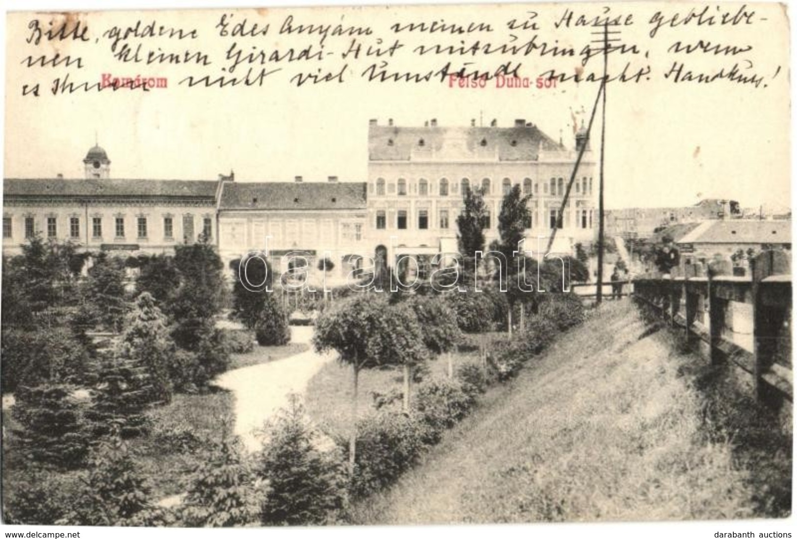 T2/T3 1908 Komárom, Komárnó; Felső Duna Sor, Központi Kávéház, Kohn Jakab üzlete / Cafe, Shop (EK) - Sin Clasificación